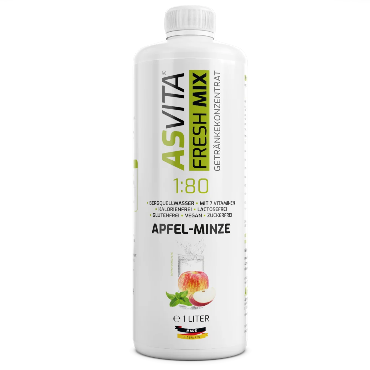 Asvita Fresh Mix 1:80 – zuckerfreier Getränkesirup 1L