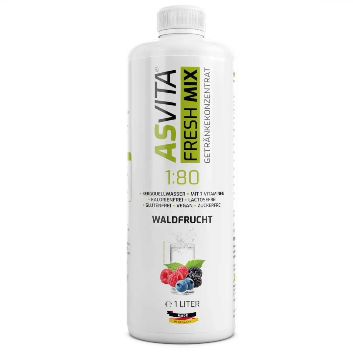 Asvita Fresh Mix 1:80 – zuckerfreier Getränkesirup 1L