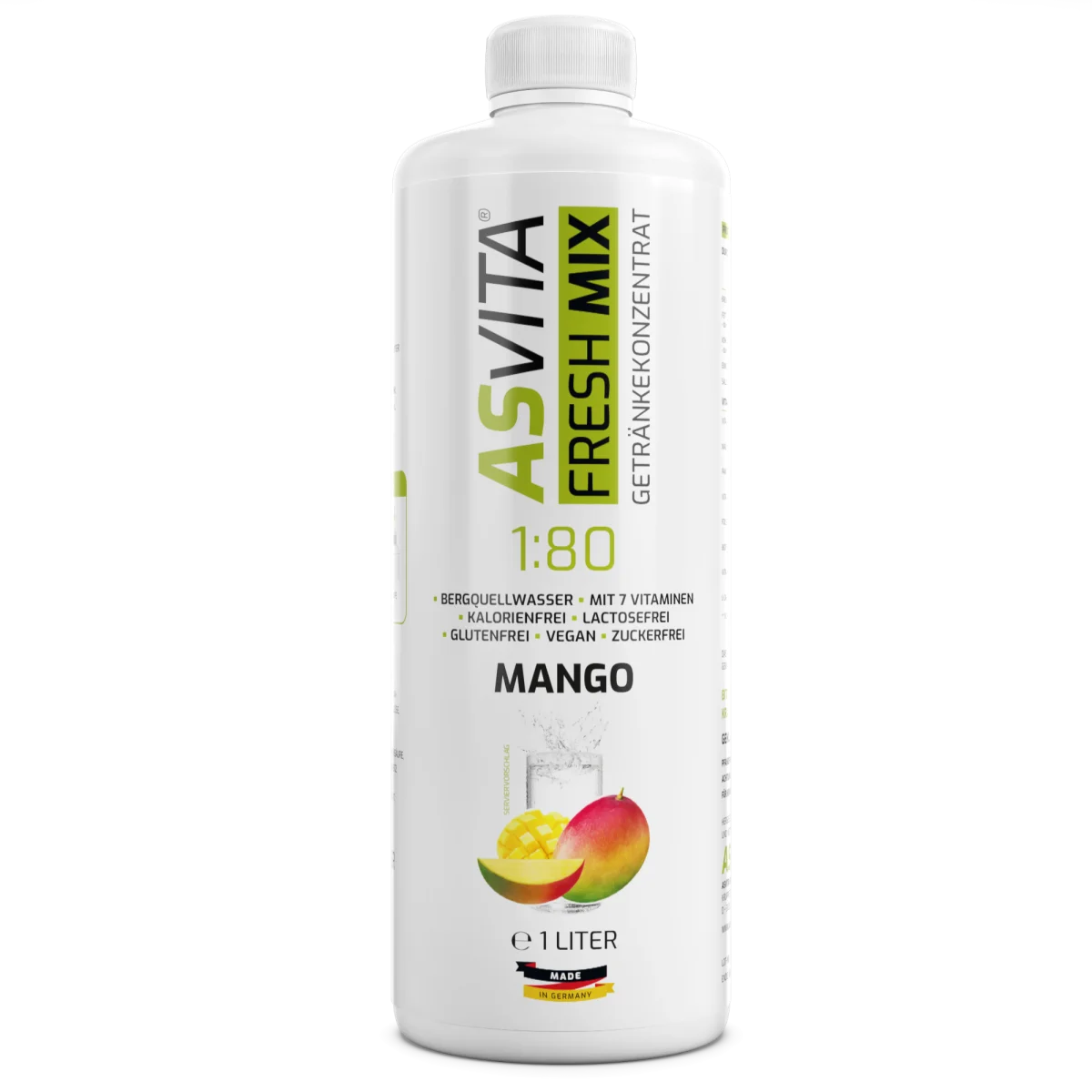 Asvita Fresh Mix 1:80 – zuckerfreier Getränkesirup 1L
