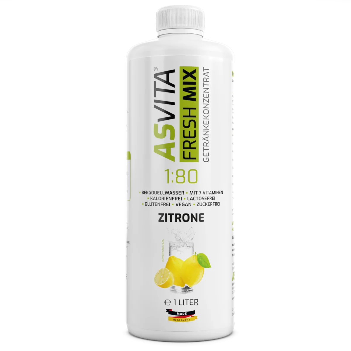 Asvita Fresh Mix 1:80 – zuckerfreier Getränkesirup 1L