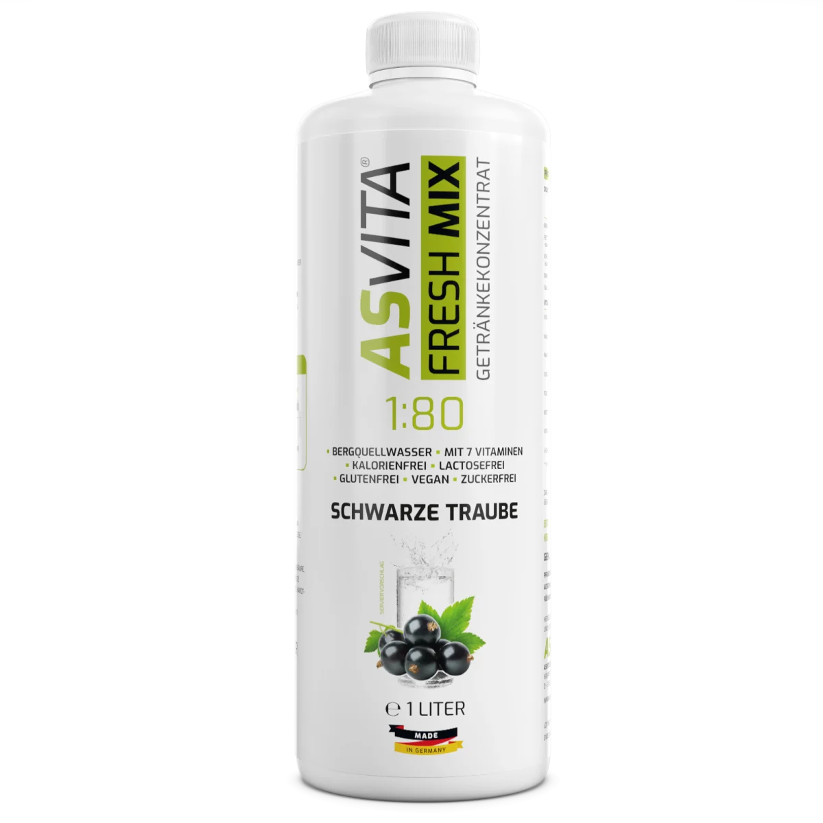 Asvita Fresh Mix 1:80 – zuckerfreier Getränkesirup 1L