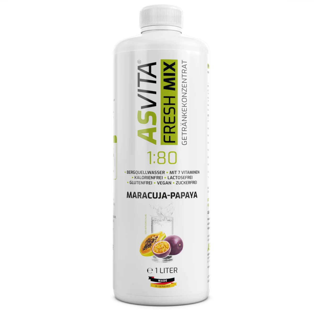 Asvita Fresh Mix 1:80 – zuckerfreier Getränkesirup 1L