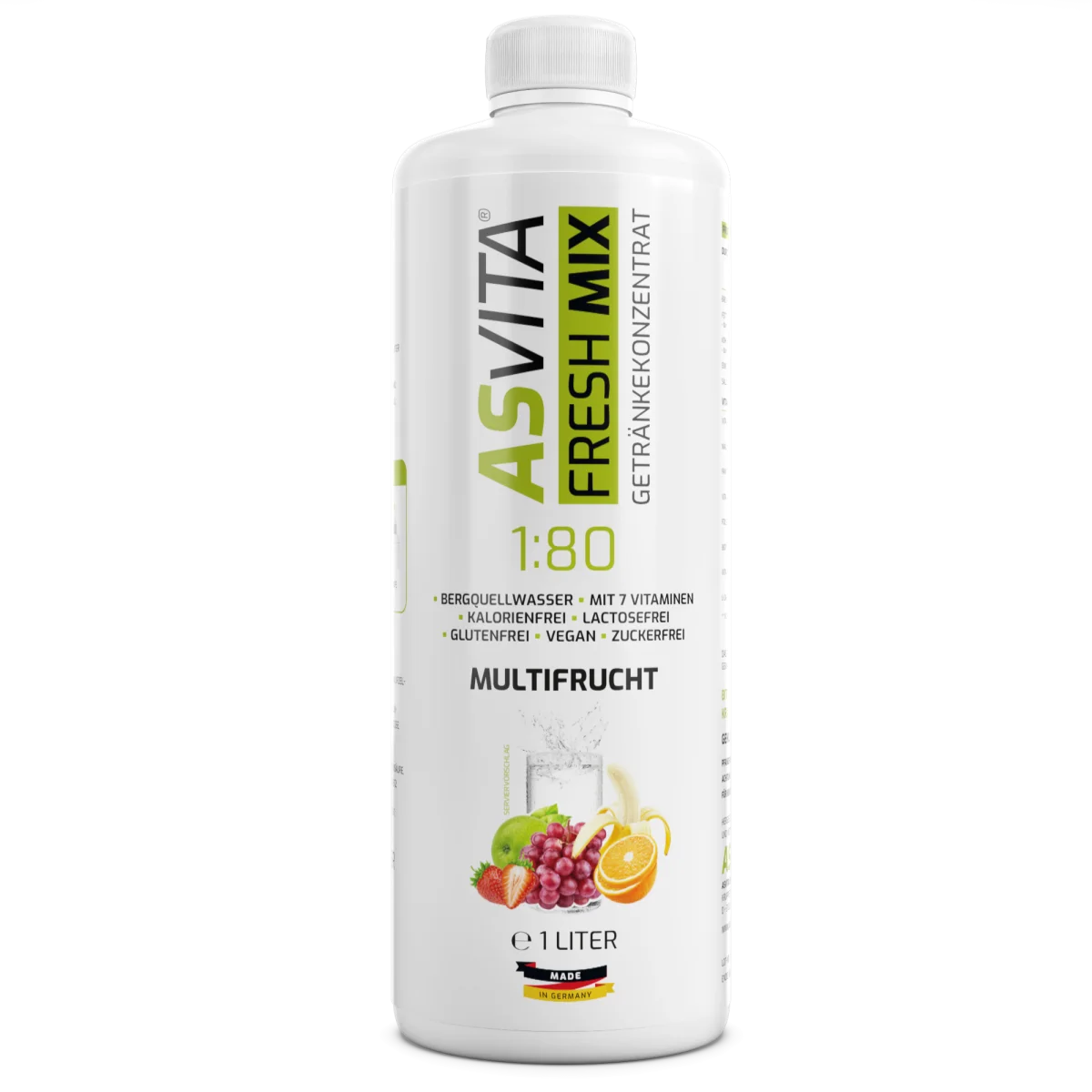 Asvita Fresh Mix 1:80 – zuckerfreier Getränkesirup 1L