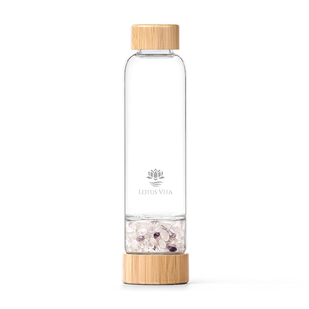 Lotus Vita - Glastrinkflasche mit Kristallfach – Edel & Energetisierend